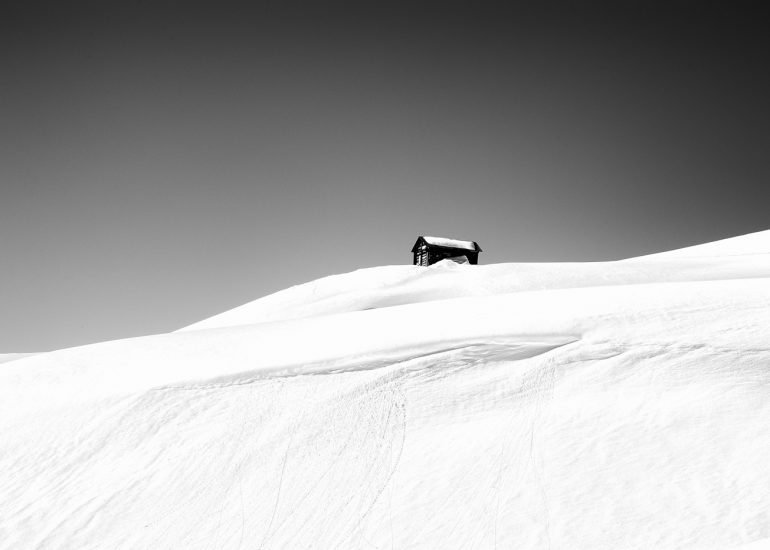 Hut in the snow, Verbier, Switzerland, snowy landscape