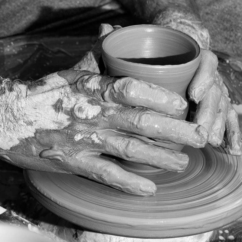 still life, potter's hands