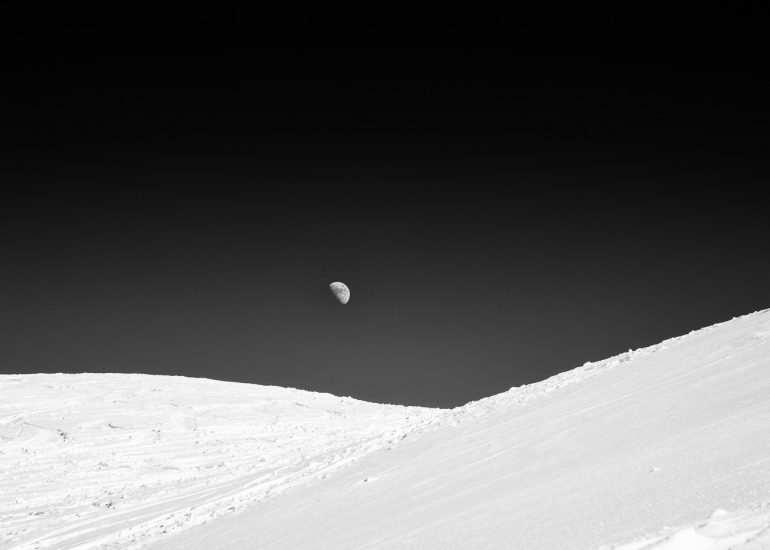The moon, Verbier, Switzerland snowy landscape