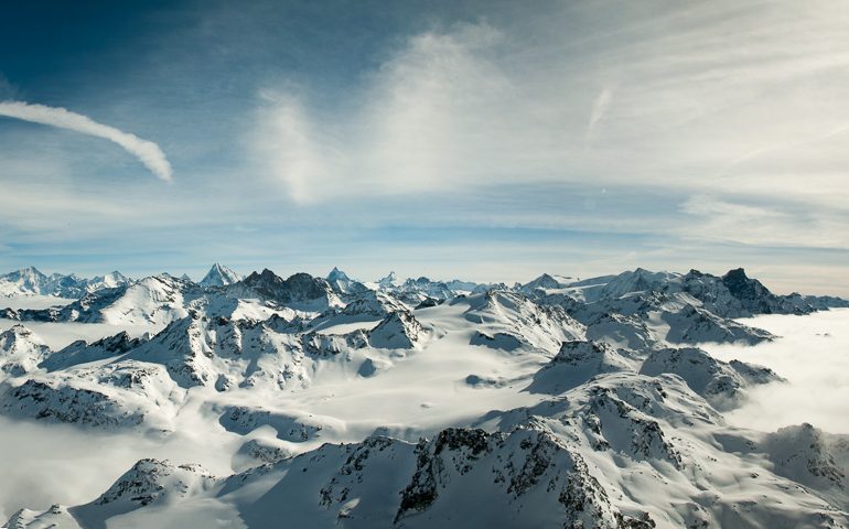 Mont Fort panorama, Verbier, Switzerland snowy landscape